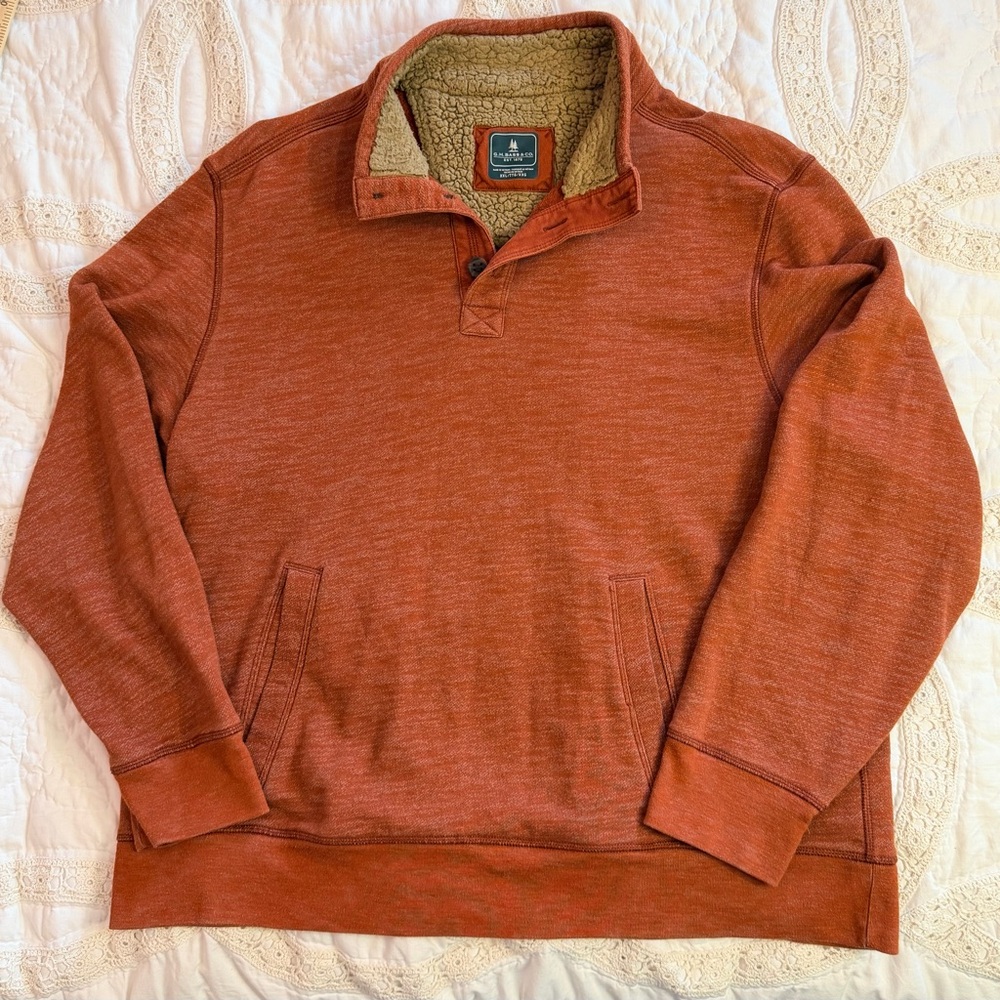G.H. Bass & Co. Rust Quarter Button Pullover XXL